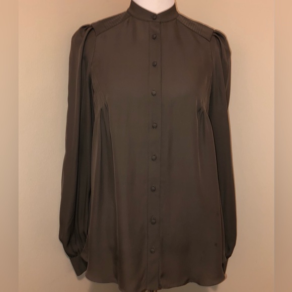 Alexander Wang 100% Silk Button Up Long Sleeve Blouse,Size-6 - Picture 2 of 11